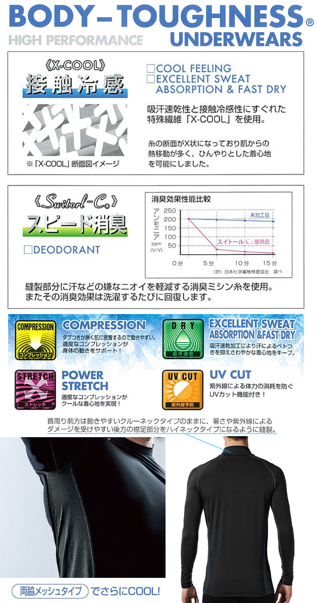 送料無料でお届けします 作業着 作業服 夏用 インナー メンズ 長袖 接触冷感 吸汗速乾 ストレッチ 消臭 Uvカット 黒 白 熱中症対策 ハイネック おたふく 夏対策商品 冷感 パワーストレッチ長袖ハイネックシャツ Jw 625 Taibachlibrary Org Uk