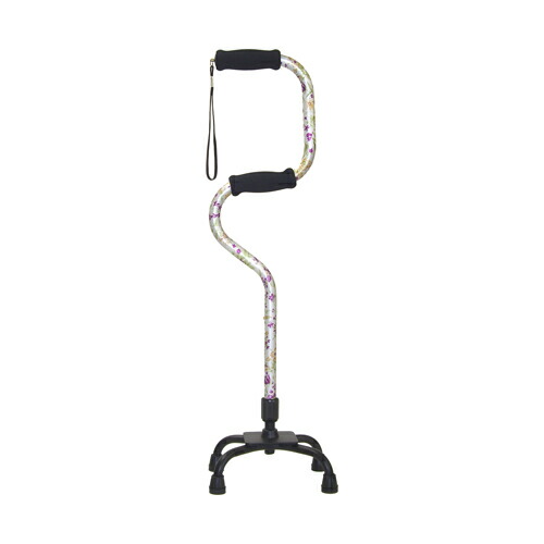 【送料無料】メーカー直送品 Fuji Home(フジホーム） Walking Stick(ステッキ・杖) WB3558 2段型 四点杖 花柄すずらんステッキ リハビリ つえ 杖軽量 おしゃれ 歩行器 介護杖 介護 歩行補助 立ち上がり補助 敬老の日 ギフト プレゼント 自立式