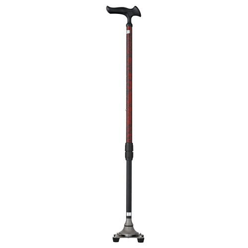 【送料無料】メーカー直送品 Fuji Home(フジホーム） 【非課税対象品】Walking Stick(ステッキ・杖) WB3827 かるがも 4ポイントステッキ バーズアイレッドステッキ つえ 杖軽量 おしゃれ 歩行器 介護杖 介護 歩行補助 立ち上がり補助 敬老の日 ギフト