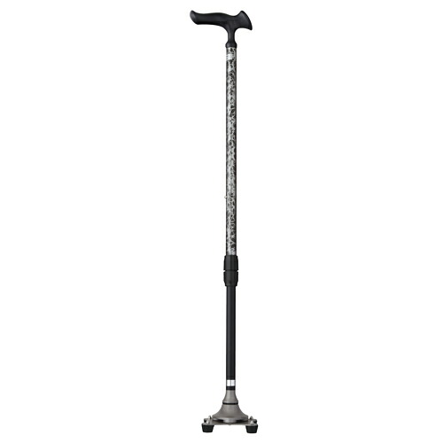 【貨物輸送無料】製造会社直送品Fuji Home(フジ養護ホーム）【非課税客体品】Walking Stick(突っ支い棒・杖)WB3828かるがも 4尖んがりステッキバーズアイシルバーステッキ つえ 杖軽さ 今めかしい 御拾い器 介護杖 介護 御拾いかばい立て 立ち上がりかばい立て 敬老の日 差し上げ物