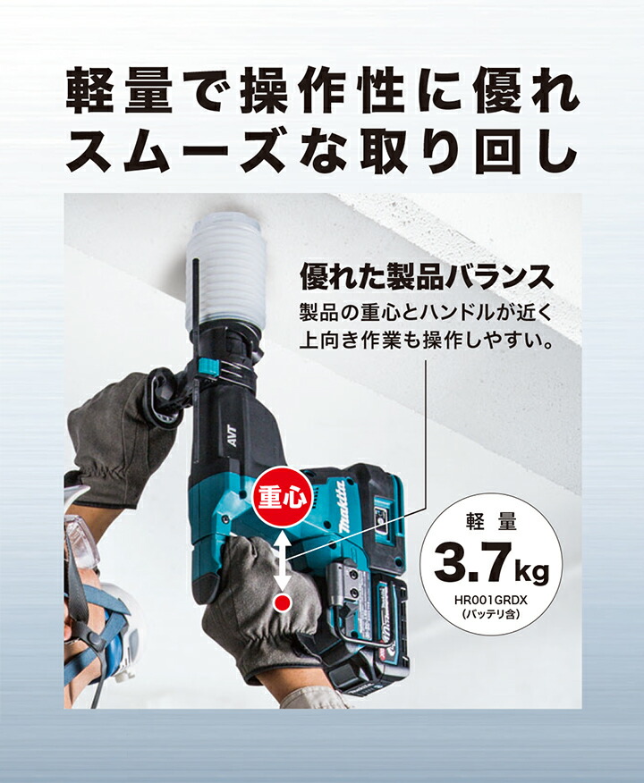 内祝い】 ハンマドリル マキタ 28mm 充電式ハンマドリル HR001GZKV 青 40V 本体のみ ケース付 集じんシステム付 