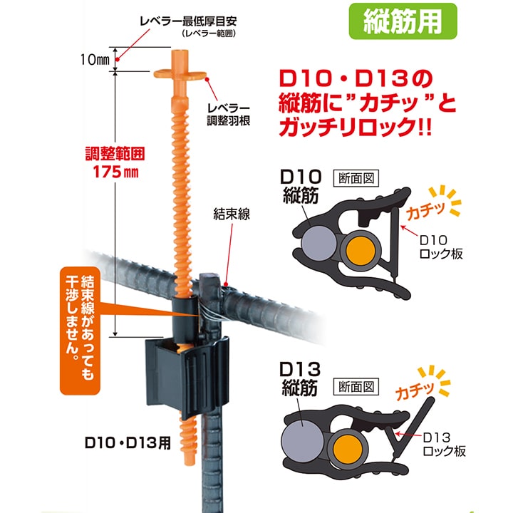 楽天市場】【NSP】天端ターゲットII縦筋用ロック付 D10・D13【500入】 : 金物資材商店