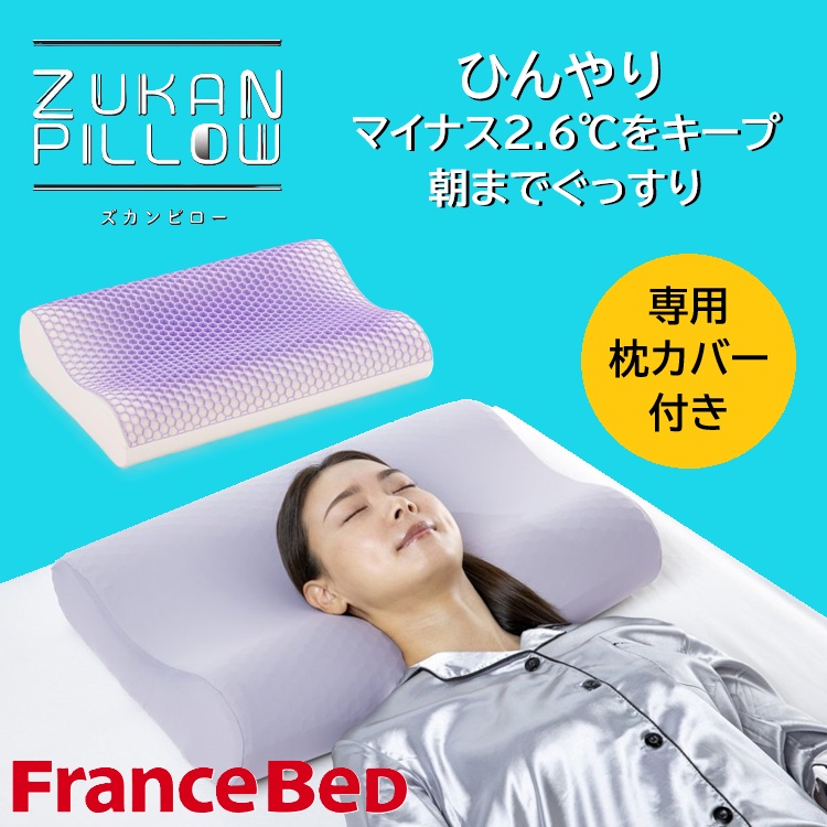 枕 フランスベッド ズカンピロー ひんやりがつづく 質の止ん事無い一巻の終わりを受け支える 分限者低手向かい質問用紙 ジェル層 ウレタン 専用枕取りまかなう付き添い人 幅60×奥ふかさ40×高さ13糎