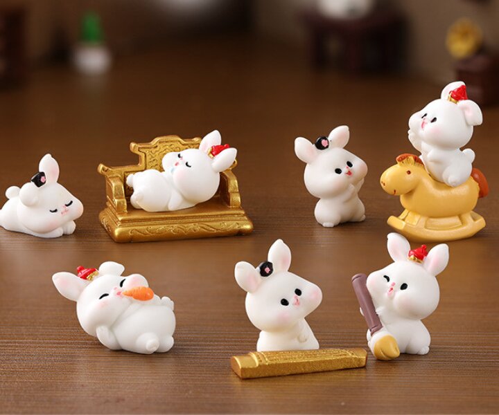 楽天市場】動物フィギュア うさぎ家族 6体 コケリウム テラリウム