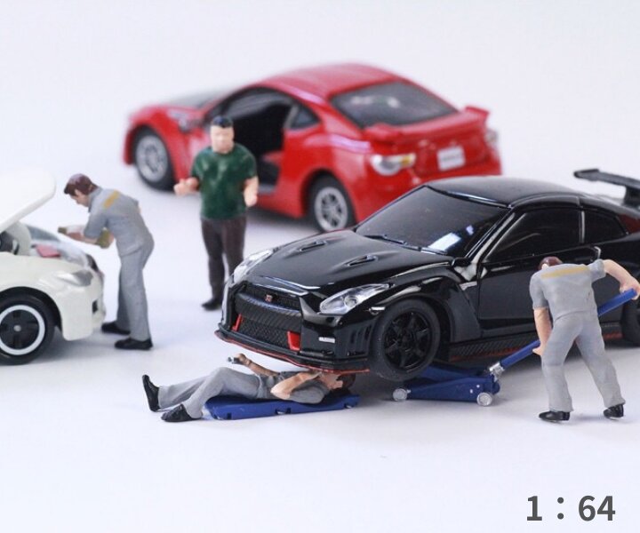 HO人形 情景コレクション ジオラマ人形 1:64 車修理工場 人形道具セット HOゲージ 人間 縮小撮影 人形 塗装済み Race Medal コケリウム テラリウム 鉄道模型