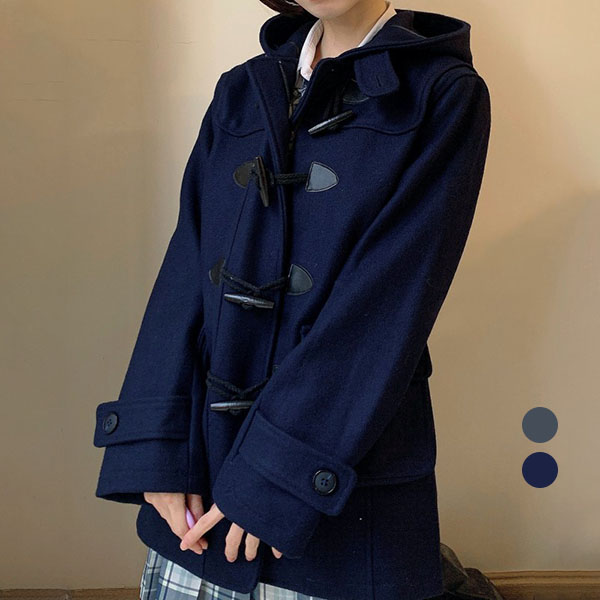 楽天市場 ダッフルコート レディース アウター コート 春 冬 秋 フード付き あったか 厚手 暖かい ミディアム丈 カジュアル 上着 オシャレ シンプル ゆったり かわいい 可愛い 厚手コート 厚手アウター 女の子 スクールウェ Hooneyz