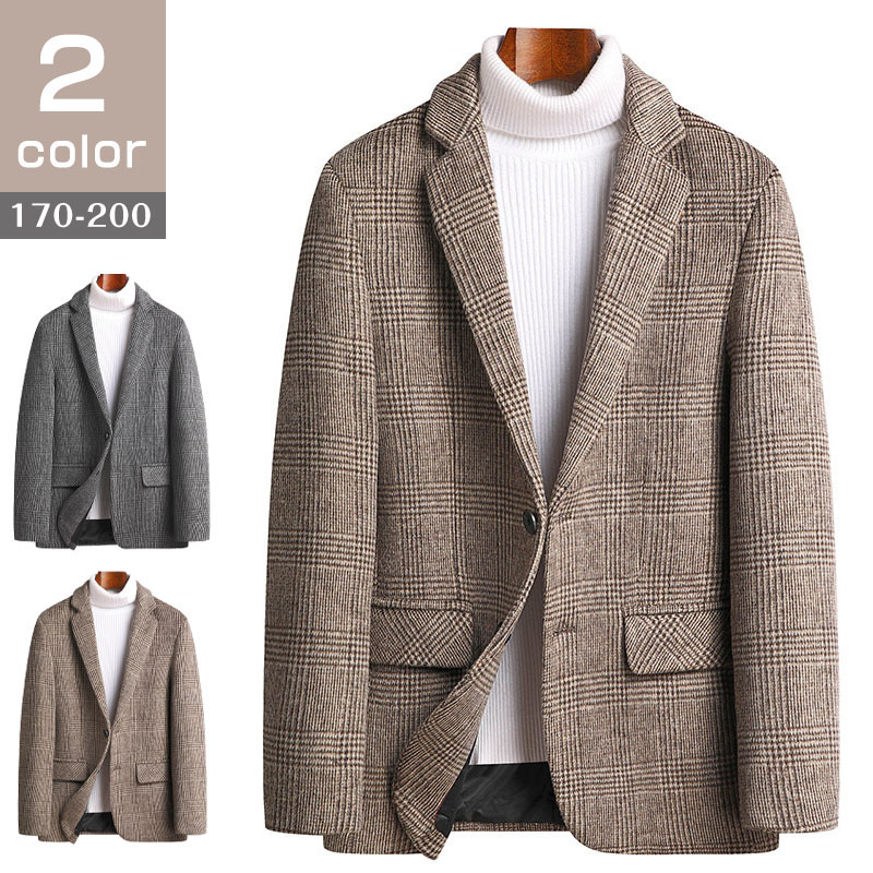 楽天市場】ウール チェック テーラード ジャケット メンズ ハウンド
