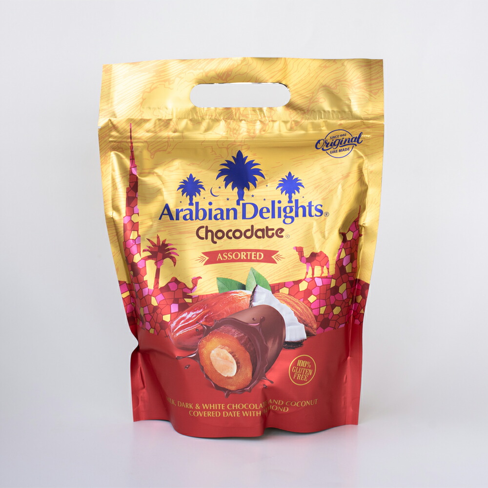 【楽天市場】≪グランマルシェ≫デーツチョコレート Arabian Delights 1袋（40個入り） 【送料無料 人気 ドバイおみやげ  スーパーフード ナツメヤシ ココナッツ 美容ダイエット 貧血 骨粗鬆症 便秘改善 免疫力アップ】 : 発見！うまうま探検隊＋