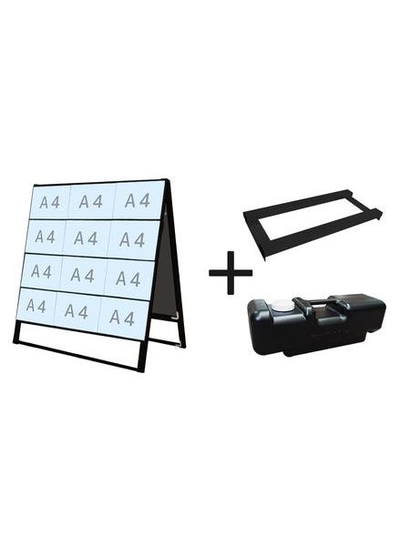 ブラックカードケーススタンド看板 A4横24両面 ウエイトアーム・水タンクセット BCCSK-A4Y24R-3SET