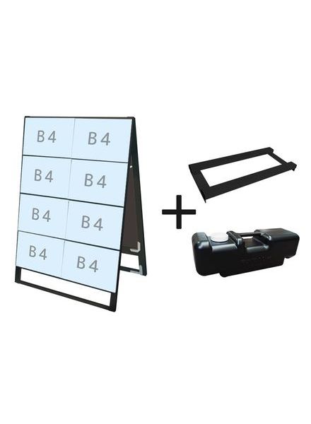 ブラックカードケーススタンド看板 B4横16両面 ウエイトアーム・水タンクセット BCCSK-B4Y16R-3SET
