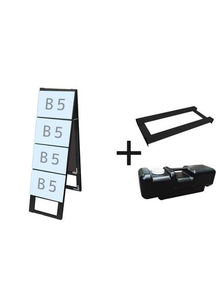 ブラックカードケーススタンド看板 B5横8両面 ウエイトアーム・水タンクセット BCCSK-B5Y8R-3SET