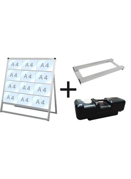 バリウスカードケーススタンド看板 A4横12片面 ウエイトアーム・水タンクセット VACCSK-A4Y12K-3SET