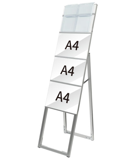 イージーリンクスタンド看板 A4横3片面パンフレットケース屋外用 ELSK-A4Y3K-PCG /【送料無料】【日本製】【頑丈】 看板 細い A4ポスター コンパクト看板 店舗前看板 スリム看板 おしゃれ スタンド看板 A型看板 飲食 店舗 看板 高級 片面