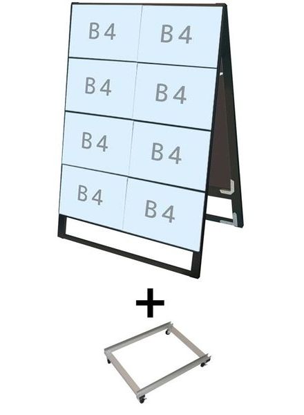 ブラックカードケーススタンド看板 B4横16両面 アームキャスターセット BCCSK-B4Y16R-KSET /【送料無料】【日本製】【頑丈】 看板 立て看板 スタンド看板 A型看板 店舗前看板 屋外看板 カードケース看板 カードケース差し替え式 メニュー看板 不動産 飲食 美容院 キャスター