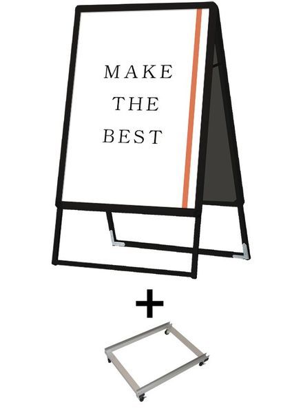 ポスターグリップスタンド看板 屋外用 B2両面ブラック (防水パック付) アームキャスターセット BOPGSK-B2RB-KSET /【送料無料】【日本製】【頑丈】立て看板 スタンド看板 A型看板 防水 防水パックシート 店舗前看板 ポスター入れ替え式 前面開閉式 飲食 キャスター