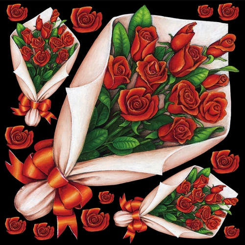 楽天市場 シール 花束 赤バラ 装飾 デコレーションシール チョークアート 窓ガラス 黒板 看板 Pop ステッカー 最低購入数量3枚 看板ショップ