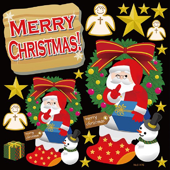 楽天市場 シール クリスマス サンタクロース 靴下 Merry Christmas 星マーク 装飾 デコレーションシール チョークアート 窓ガラス 黒板 看板 Pop ステッカー 最低購入数量3枚 看板ショップ