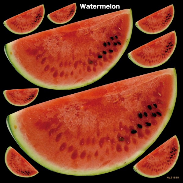 楽天市場 シール フルーツ野菜 西瓜 カットスイカ 写真 装飾 デコレーションシール チョークアート 窓ガラス 黒板 看板 Pop ステッカー 最低購入数量3枚 看板ショップ