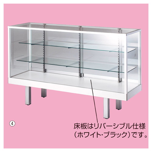(本体) 平ガラスケース ステージ無し ホワイト D45cm×W120cm 引戸前 kp38-107-1-3