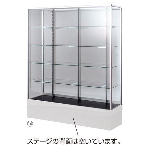 (本体) ガラスケース ハイタイプ ステージ付き ホワイト W90cm×H210cm 引戸前 kp38-107-8-7