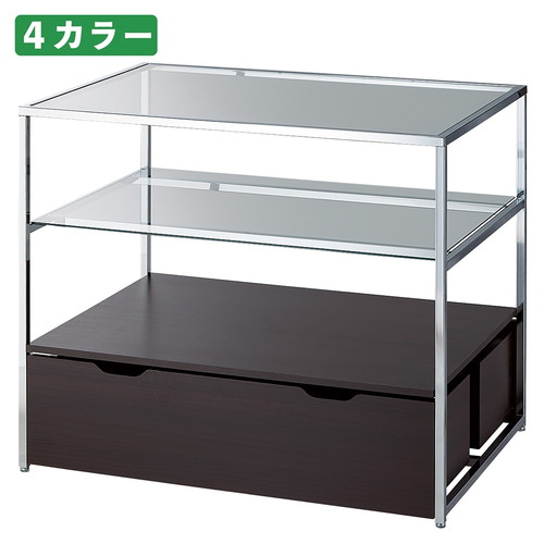 (本体) 3段テーブル トロッコ付き クローム脚 ホワイト kp38-798-14-1