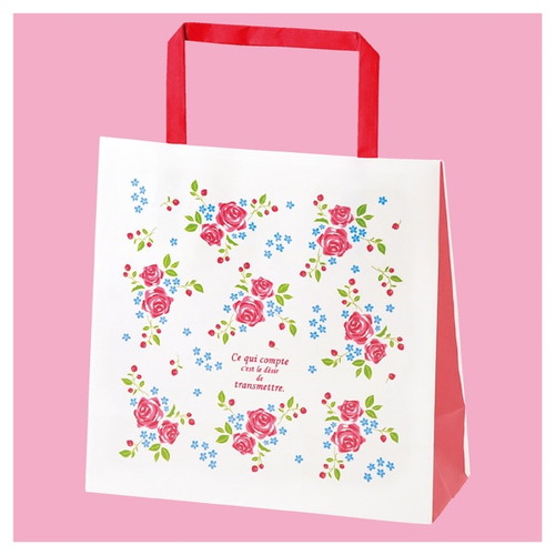 持ち手付き柄入り紙袋 手提げ紙袋 ローズガーデン 26×10×23cm kp38-267-13-5