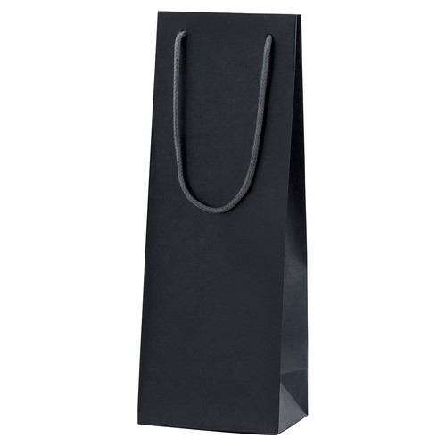 カラー手提げ紙袋 黒無地 13×9×36(ワイン用)cm (100枚) kp38-313-3-8