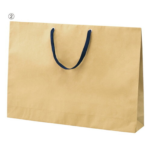 ショルダーバッグ ベージュ無地紙袋 紺ひも 60×10×42cm (50枚) kp38-317-9-4