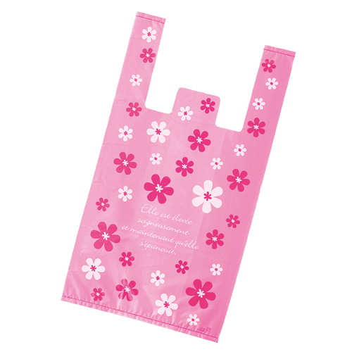 レジ袋 ピンクフラワー 18×35[23]×横マチ10cm (6000枚) kp38-430-80-4