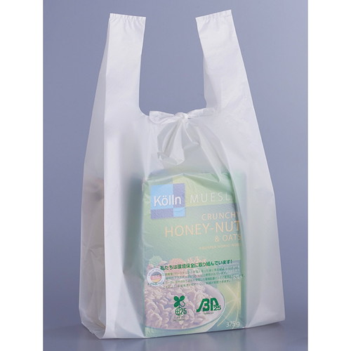 ニューイージーバッグバイオ25 レジ袋(乳白)長舌片 M 21.5×43[31]×横マチ12.5cm (2000枚) kp38-782-3-11