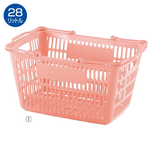 (店舗運営用品) (運営サポート用品) (買い物カゴ) kp38-379-3-1 買物カゴ(28リットル) サーモンピンク