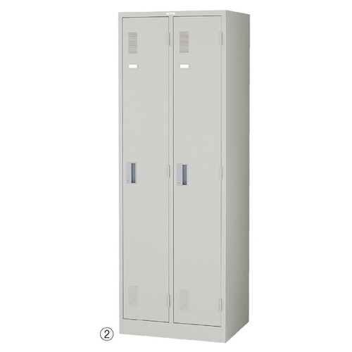 (店舗運営用品) (事務機器) (ロッカー) kp38-433-67-2 鍵付きスチール製ロッカー ニューグレー 1段 H179cm 2人用