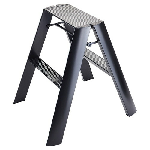(店舗運営用品) (運営サポート用品) (脚立・踏み台) kp38-660-77-4 デザイン踏み台 ルカーノ 2段 ブラック