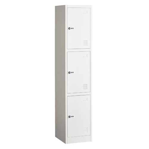 (店舗運営用品) (事務機器) (ロッカー) kp38-755-81-3 スチール製ロッカーダイヤル錠 ホワイト 3人用