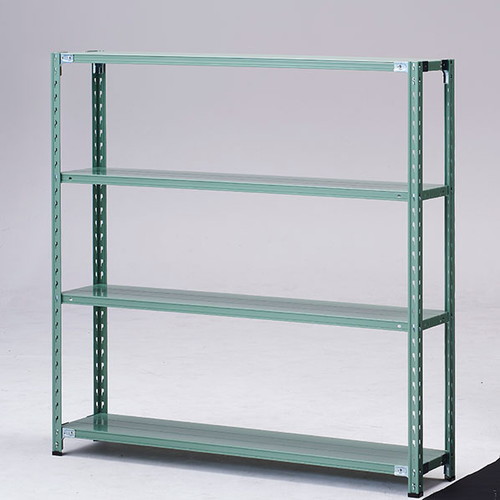 (店舗運営用品) (事務機器) (在庫ラック) kp38-774-63-6 軽量セミボルトレスラック 150kg/段 グリーン W120cm 4段(H150cm) D60cm