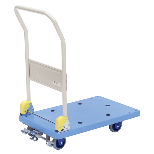 (店舗運営用品) (運営サポート用品) (台車 本体) kp38-784-14-2 折りたたみ式樹脂台車 静音タイプ フットブレーキ付き