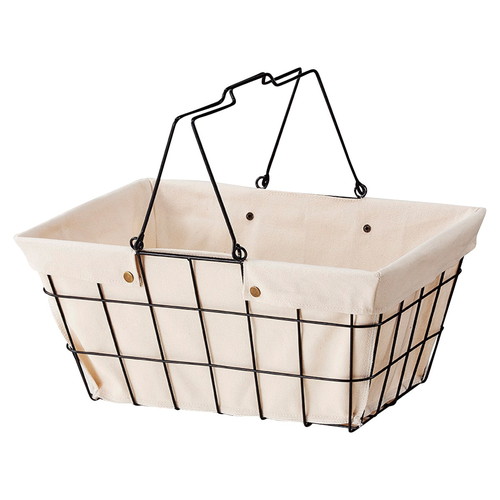 (店舗運営用品) (運営サポート用品) (買い物カゴ) kp38-784-43-19 ワイヤーファブリックバスケット L アイボリー 18,857円