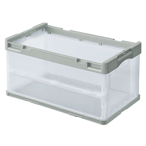 (店舗運営用品) (事務機器) (コンテナボックス・キャリー) kp38-784-7-3 折りたたみコンテナ(透明) グレー 75リットル 14,245円