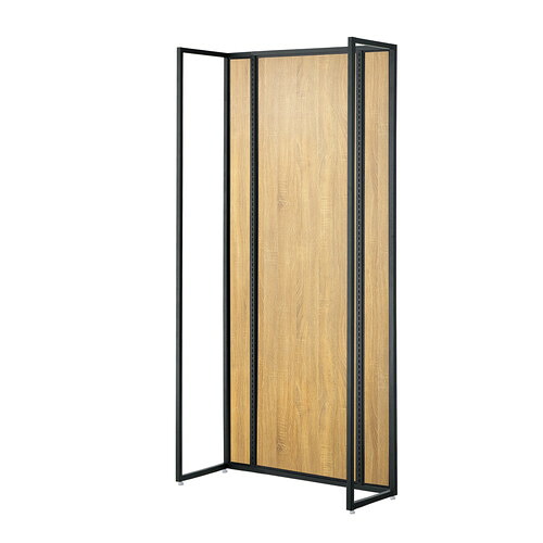 (本体) ユニットラック UR90壁面タイプ W90×H210cm 黒 ラスティック柄パネル付き kp38-14-7-5
