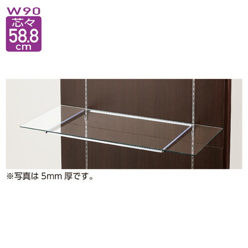 10R ガラス棚セットW90cm×D35cm オーバーハングタイプ 8mm厚 (1セット) kp38-36-14-5