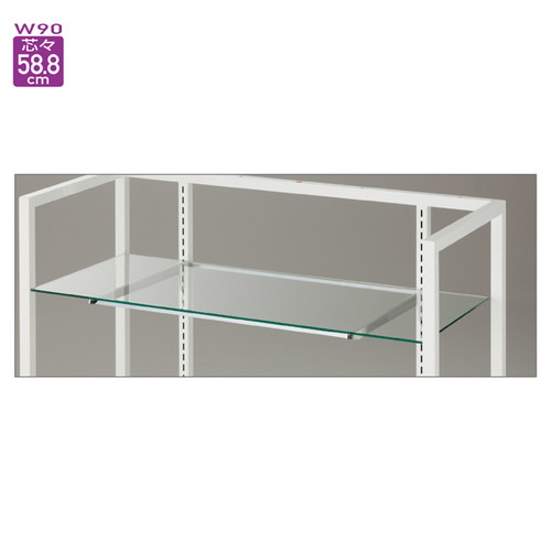 ガラス棚セットW90cm×D20cm オーバーハングタイプ 8mm厚 (1セット) kp38-36-4-2