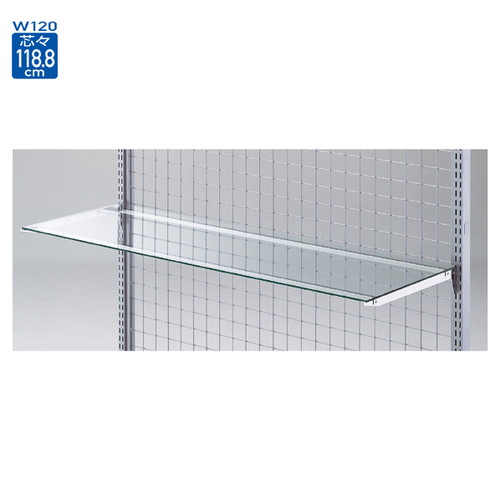 ガラス棚セットW120cm×D25cm インハングタイプ 8mm厚 (1セット) kp38-36-6-3