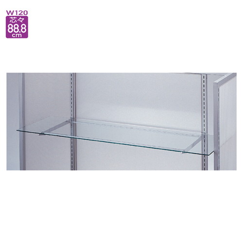 ガラス棚セットW120cm×D15cm オーバーハングタイプ 8mm厚 (1セット) kp38-36-8-1