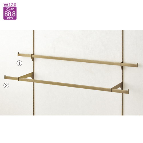 貫通式ミニ角バーセット W120cm ホワイト (スリット芯々88.8cm用) D25cm (1セット) kp38-42-13-2