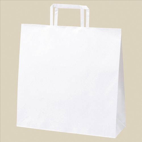 持ち手付き紙袋 平ひも ローコストタイプ 白無地 32×11.5×40cm (300枚) kp38-800-87-20