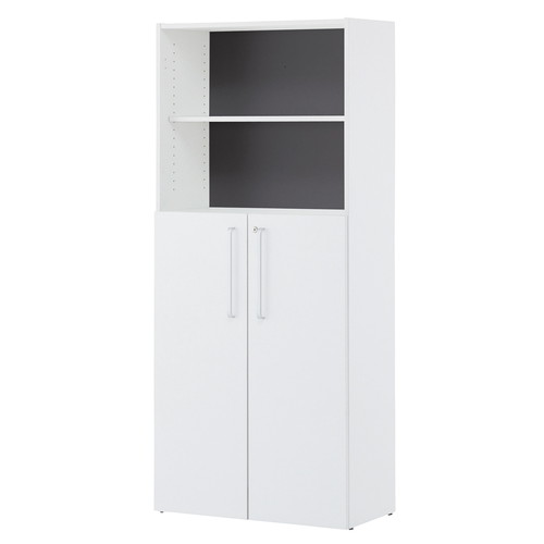 (店舗運営用品) (事務機器) (収納家具・収納ケース) kp38-801-63-1 木製シェルフ 扉付き ハイタイプ ロー扉付き 扉 ホワイト