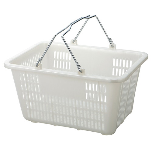 (店舗運営用品) (運営サポート用品) (買い物カゴ) kp38-802-44-3 ミニバスケット(10リットル) パールホワイト