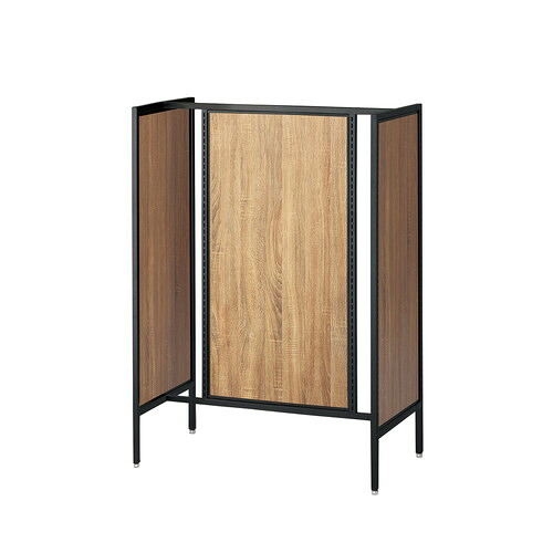 (本体) ユニットラック UR90中央両面タイプ W90×H135cm 黒 ラスティック柄パネル付き kp38-751-33-5