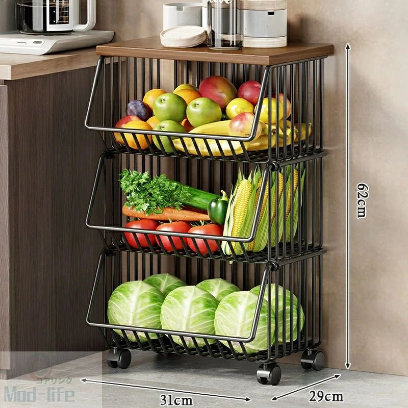SALE！【一年保証】【2026新登場】キッチンワゴン 収納ラック 多層式 移動式 野菜収納 スリム 省スペース｜KANDA生活館
