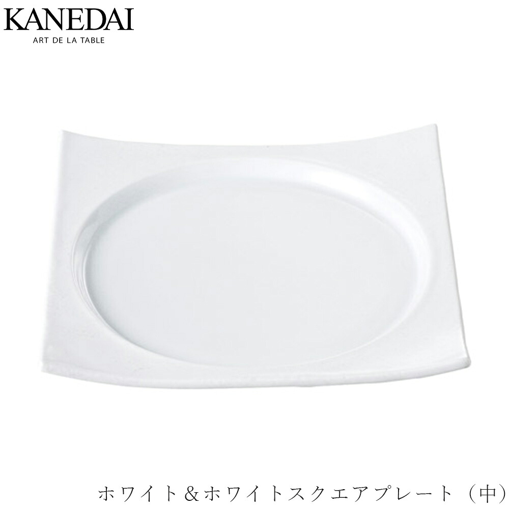 【ホワイト＆ホワイトスクエアプレート（中）】和食器 おしゃれ 焼き物 業務用 プロ仕様 プレート 0410-0173